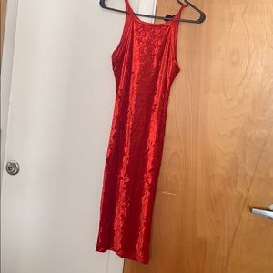 Red velvet material dress